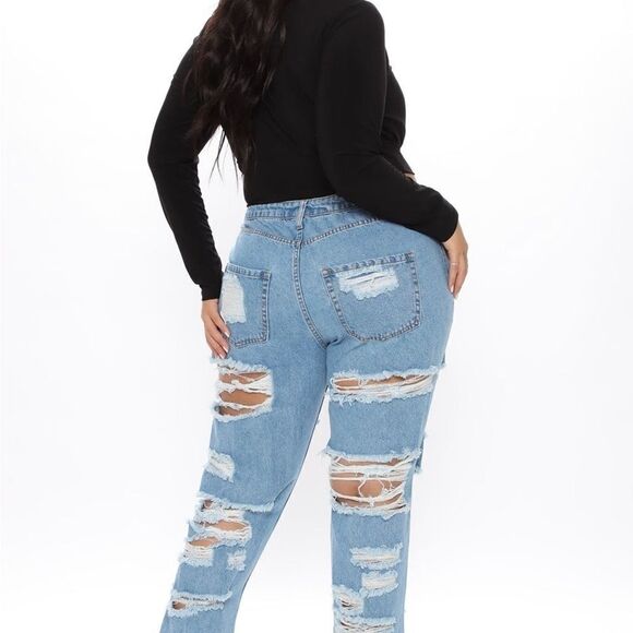 Fashion Nova Get Ready Distressed Boyfriend Jeans NWT SZ 13 - Picture 11 of 11